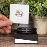 This finely crafted leather bracelet is the perfect way to show your faith and remind the wearer to always keep the faith!!  A beautiful gift for that special man in your life!!