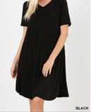 Short Sleeve Vneck tshirt swing dress with pockets