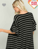 Uffled sleeve striped cardigan