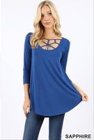 3/4 sleeve cage detail swing top