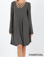 Long Sleeve Triple Lattice Dress w/ pockets