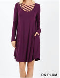 Long Sleeve Triple Lattice Dress w/ pockets