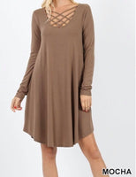 Long Sleeve Triple Lattice Dress w/ pockets