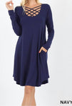 Long Sleeve Triple Lattice Dress w/ pockets