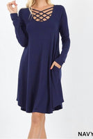 Long Sleeve Triple Lattice Dress w/ pockets