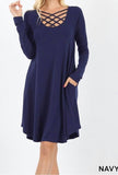 Long Sleeve Triple Lattice Dress w/ pockets