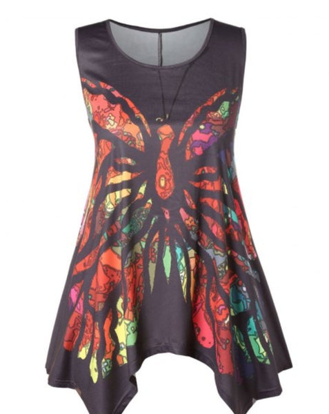 Butterfly print sleeveless top