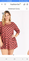 Criss cross front polka dot swing tunic with pockets