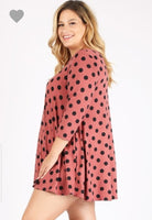 Criss cross front polka dot swing tunic with pockets