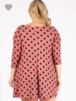 Criss cross front polka dot swing tunic with pockets