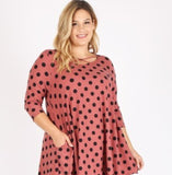 Criss cross front polka dot swing tunic with pockets