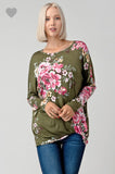 Floral hem knot blouse