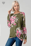 Floral hem knot blouse