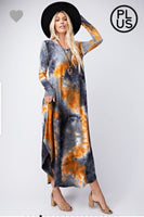 Tie dyed long sleeved maxi dress