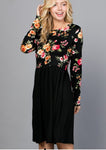 Floral top long sleeved dress with pockets