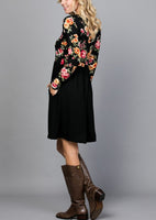 Floral top long sleeved dress with pockets