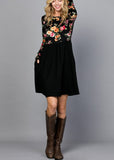 Floral top long sleeved dress with pockets