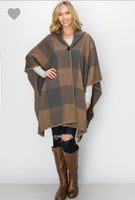 Buffalo plaid hooded kimono