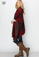 Buffalo plaid hooded kimono