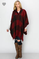 Buffalo plaid hooded kimono