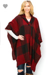 Buffalo plaid hooded kimono