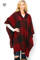 Buffalo plaid hooded kimono